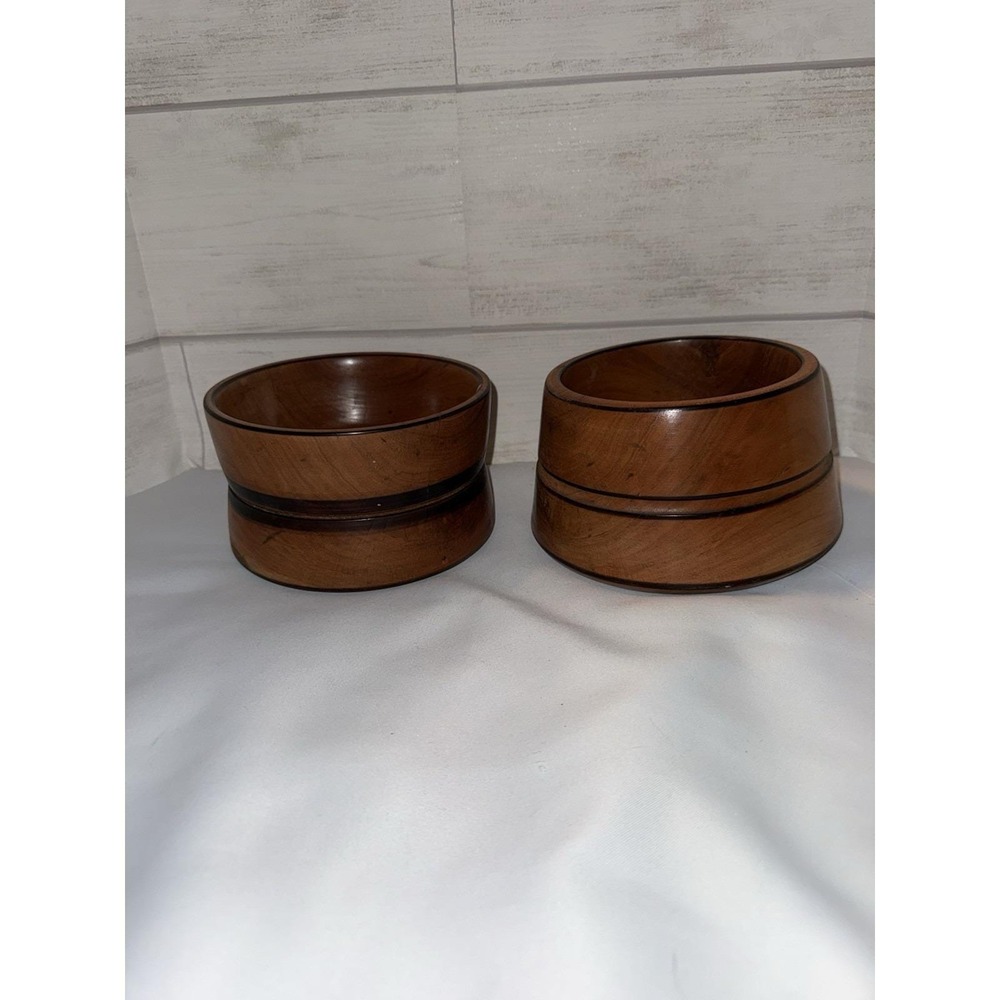 Hand Turned Wooden Bowls Set of 2 Rensi Eco Creations Serving Salad Rustic Wood